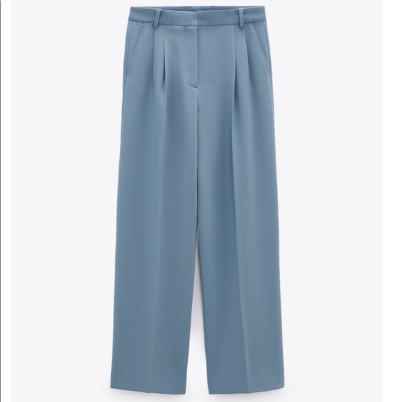 ZARA Wide Leg Pants Sky Blue - Picture 6 of 10